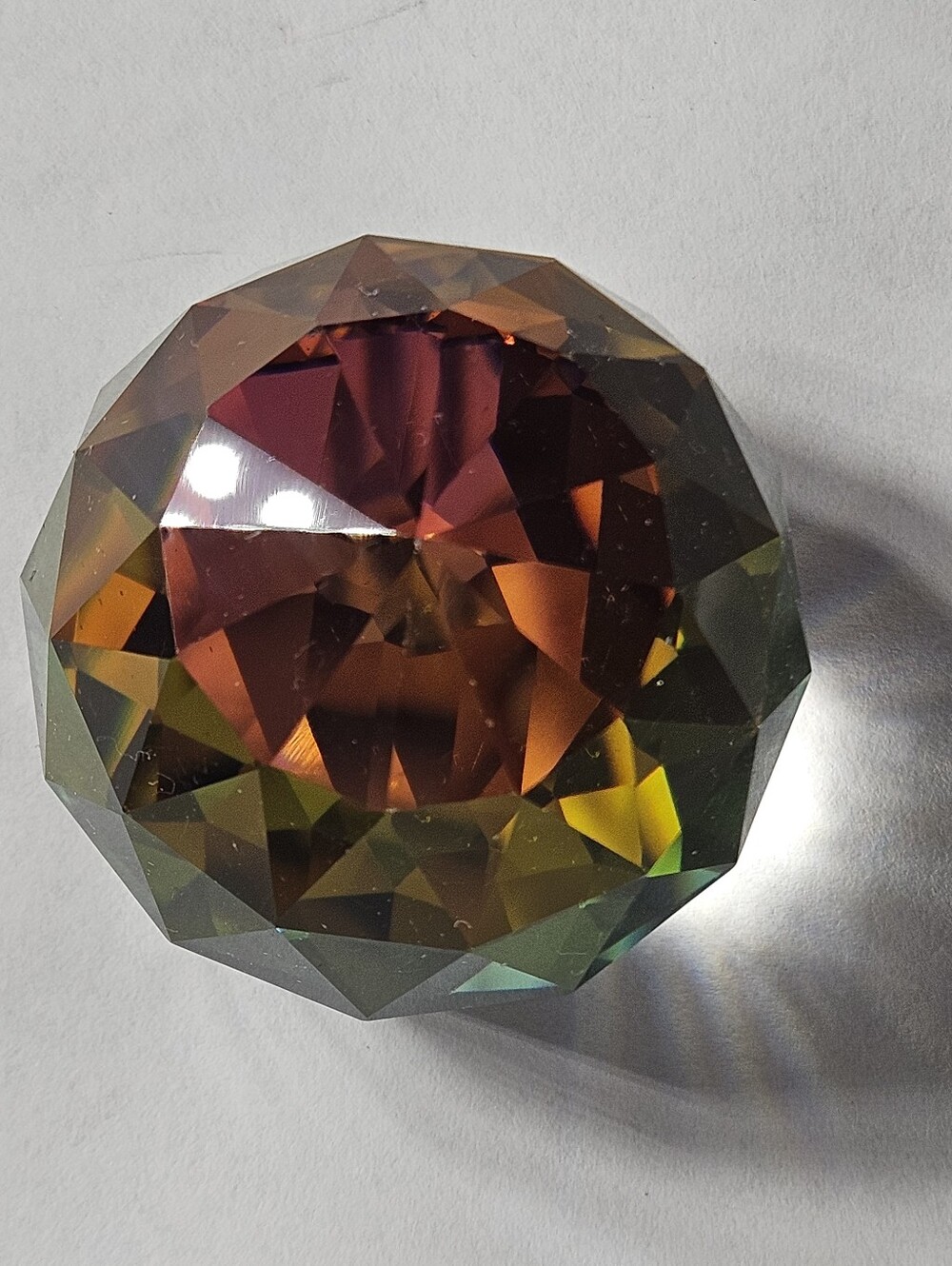 Swarovski Crystal Round Paperweight Vitrail Medium Rainbow Prism Desk Decor Vtg